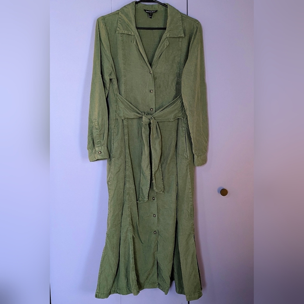 Isabella Oliver Kelsey Maternity & Nursing Dress, Olive Green Midi Shirt Dress - Picture 6 of 14